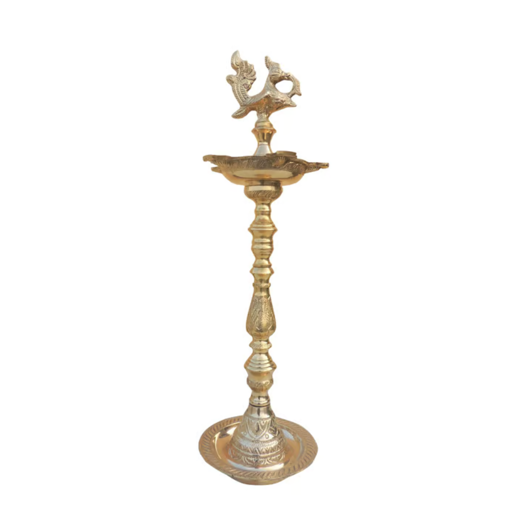Brass Kuthuvilakku Oil Lamp — 21 inch