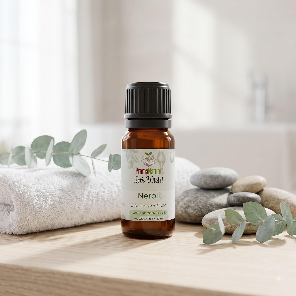 PremaNature Neroli essential oil 10 ml in amber bottle