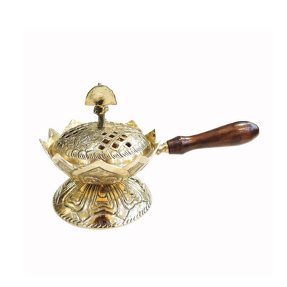 Brass Loban Dan with Wooden Handle — 8.2 inch