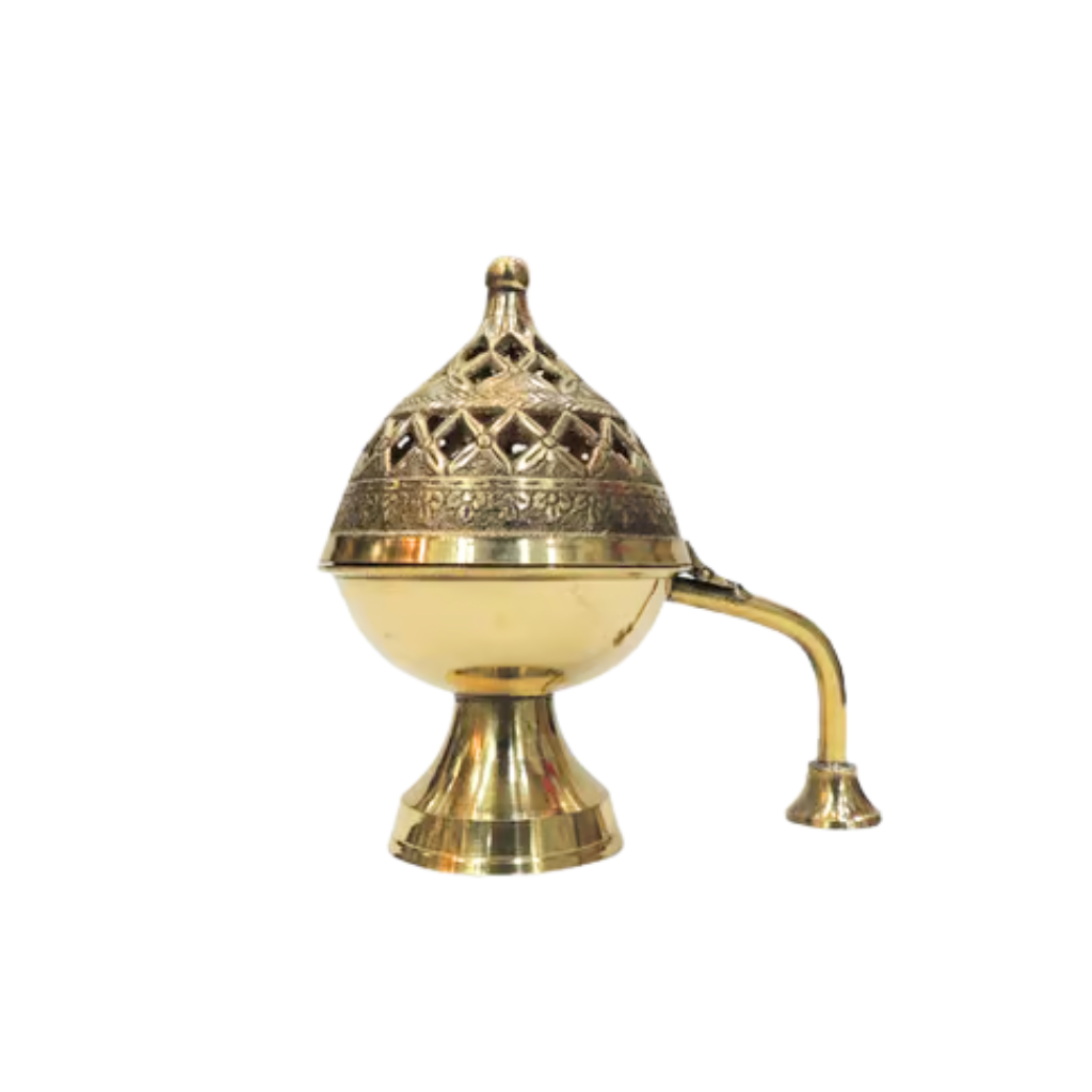 Brass Loban Dan with Long Handle — 5.8 inch