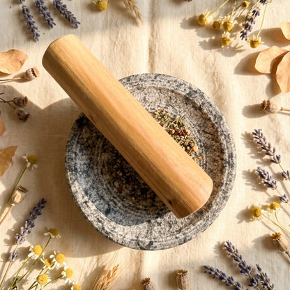 Sandalwood Paste Stone with Sandalwood Stick, top view