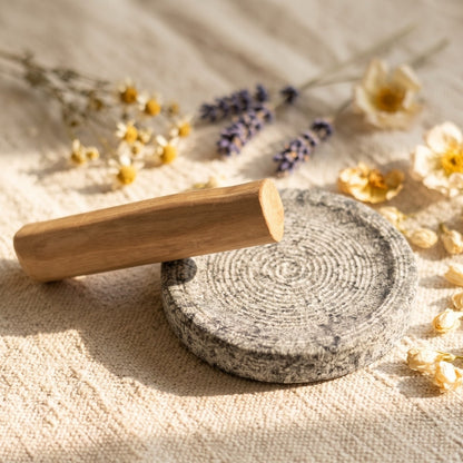 Sandalwood Paste Stone with Sandalwood Stick, side view