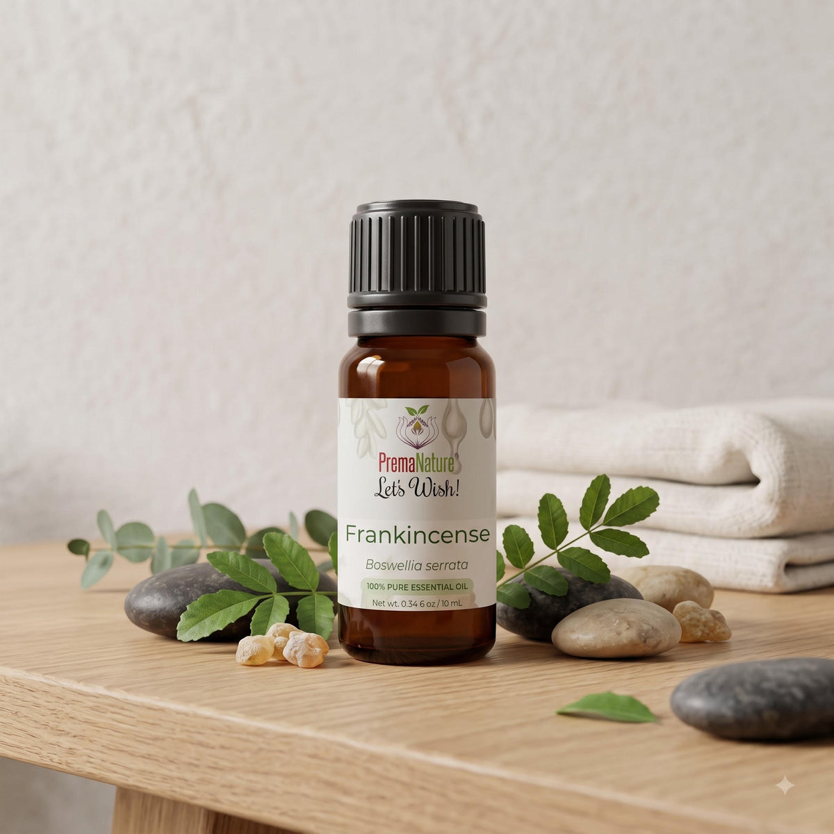 PremaNature Frankincense essential oil 10 ml in amber bottle