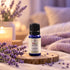 PremaNature Lavender essential oil 10 ml (Lavandula angustifolia) with lavender sprigs and a candle