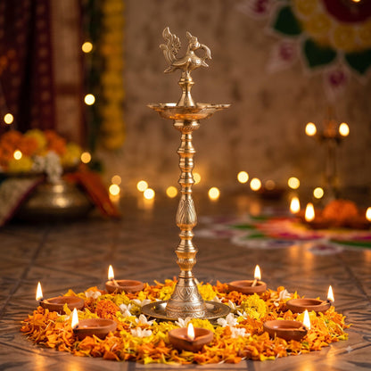 Brass Kuthuvilakku Oil Lamp — 21 inch