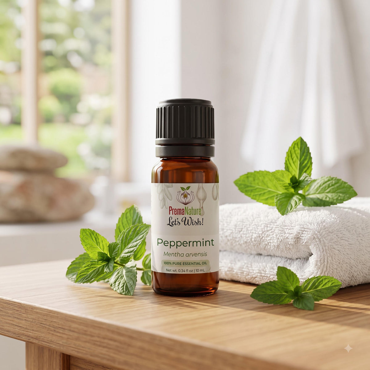 PremaNature Peppermint essential oil 10 ml in amber bottle