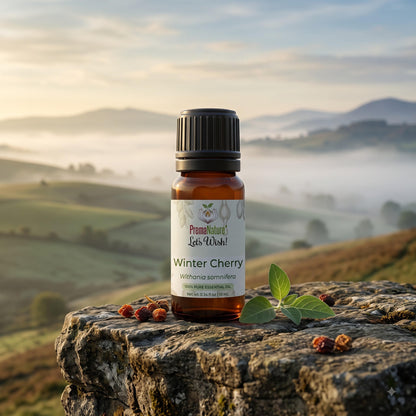PremaNature Winter Cherry essential oil 10 ml in amber bottle